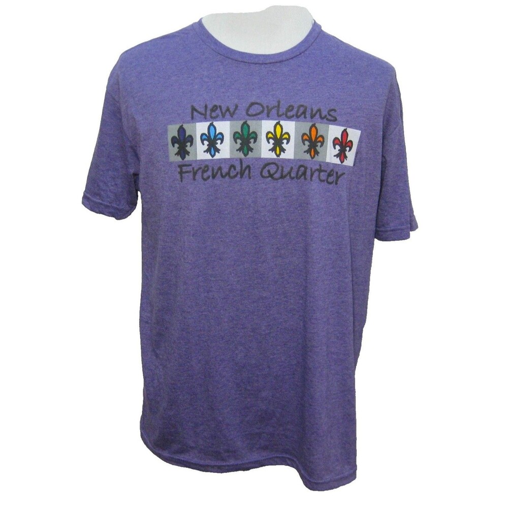 NEW ORLEANS French Quarter Men's Size Medium Purple Short Sleeve Graphic T-Shirt